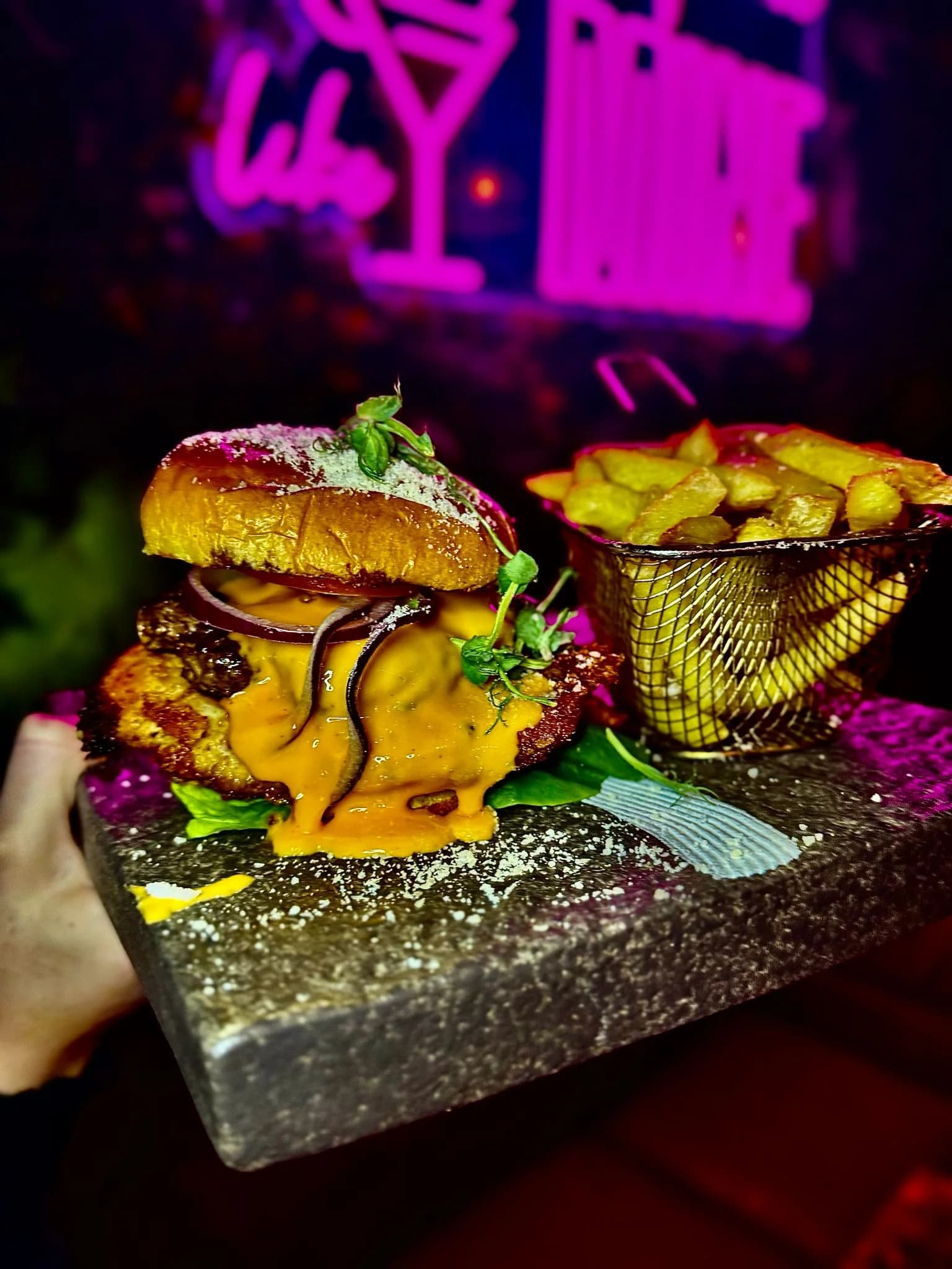 Gourmet Smash Burger at The Mine restaurant